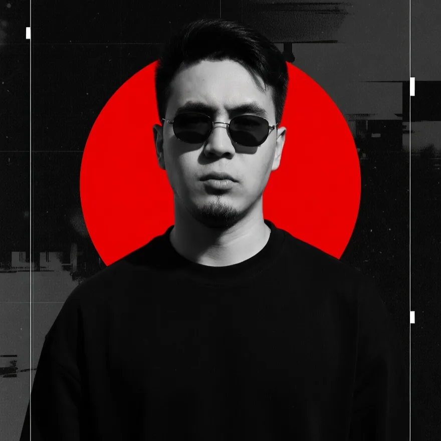 Portrait of Beck Sattorov in a club environment with dramatic lighting